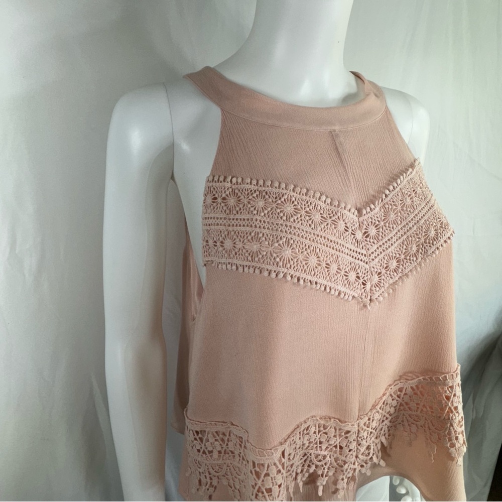 California Moonrise Blush Pink Lace Halter Blouse - Picture 2 of 7